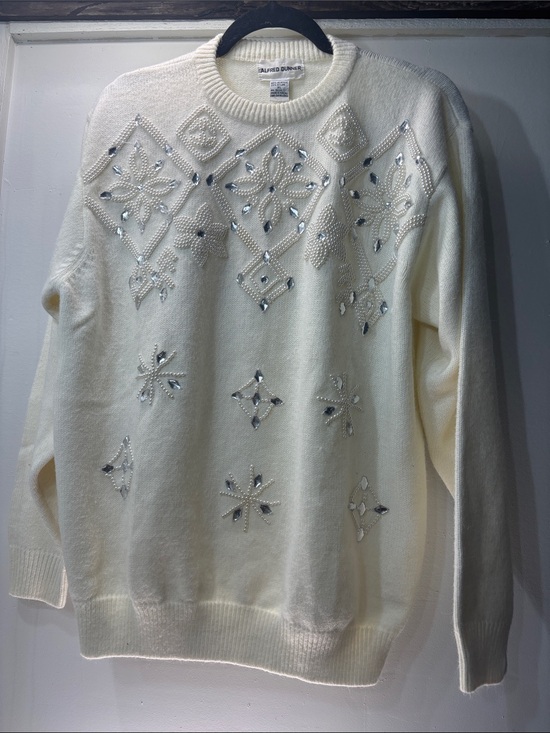 Alfred Dunner Sweaters - Alfred Dunner Cream Jewel-Embellished Crewneck Sweater